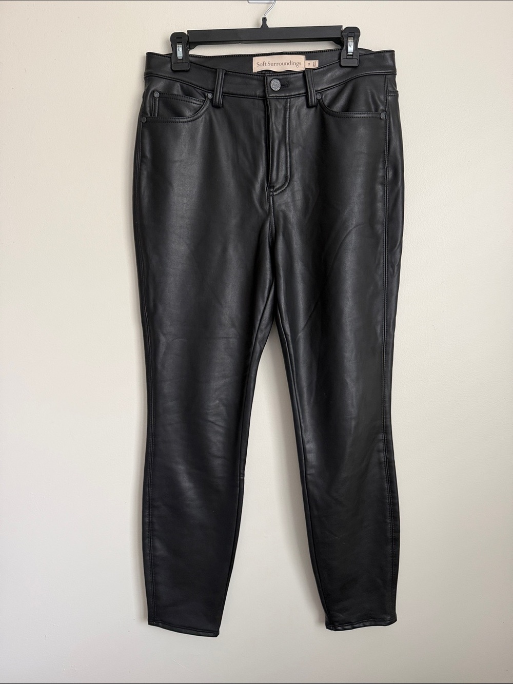 Soft Surroundings Black Faux Leather Pants